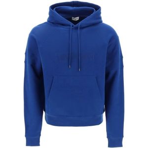 Saint Laurent, Sweatshirts & Hoodies, Heren, Blauw, S, Katoen, Hoodies