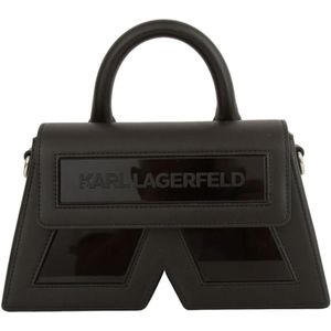 Karl Lagerfeld, Essentiële Leren Tas in Zwart Zwart, Dames, Maat:ONE Size