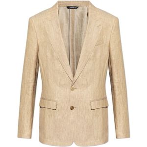 Dolce & Gabbana, Jassen, Heren, Beige, M, Linnen, Linnen blazer