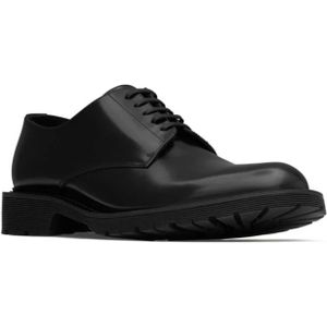 Saint Laurent, Schoenen, Heren, Zwart, 45 EU, Leer, Zwarte Veterschoenen met Rubberen Zool