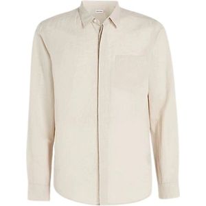 Calvin Klein, Overhemden, Heren, Beige, L, Katoen, Overshirt- CK Linen Cotton Regular Shirt