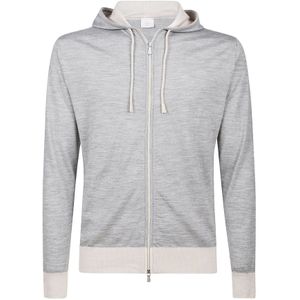 Eleventy, Merino Zijde Hooded Full Zip Trui Grijs, Heren, Maat:L