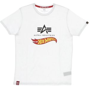 Alpha Industries, Hot Wheels Flag Tee - Heren T-shirt Wit, Heren, Maat:L