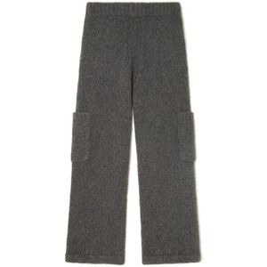 Alanui, Broeken, Heren, Grijs, M, Luxe Cashmere-Zijden Wijde Broek