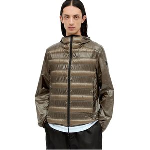 Moncler, Jassen, Heren, Bruin, M, Gewatteerd Donsjack Waterdicht Lichtgewicht