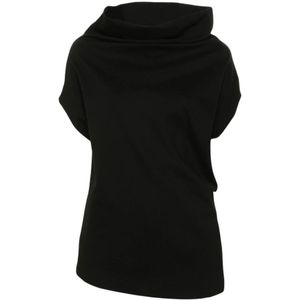 Fabiana Filippi, Tops, Dames, Zwart, S, Zwarte Mouwloze Rolhals Top