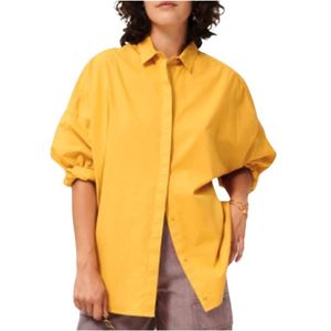 Sessun, Blouses & Shirts, Dames, Geel, S, Gele Loose Fit Fuji Shirt