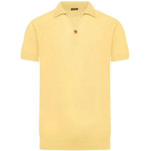 Kiton, Gele Katoenen Rits Polo Shirt Geel, Heren, Maat:S