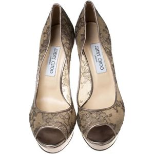 Jimmy Choo Pre-owned, Pre-owned, Dames, Grijs, 40 EU, Tweed, Pre-owned Lace heels