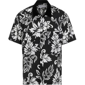 Sacai, Overhemden, Heren, Zwart, S, Polyester, Bloemenprint shirt