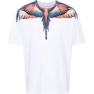 Marcelo Burlon, Multicolor Wings Print T-shirt Wit, Heren, Maat:L