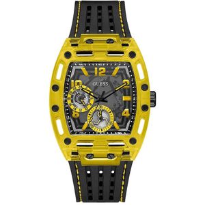 Guess, Unisex Siliconen Horloge Zwart Geel Zwart, Heren, Maat:ONE Size
