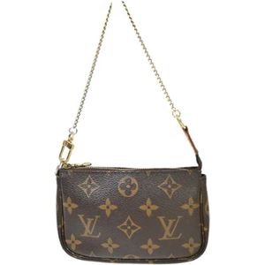 Louis Vuitton Vintage, Pre-owned, Dames, Bruin, ONE Size, Leer, Pre-owned Canvas clutches