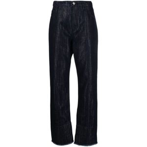 Victoria Beckham, Jeans, Dames, Blauw, W29, Denim, Navy Blue Wide Leg Denim Jeans