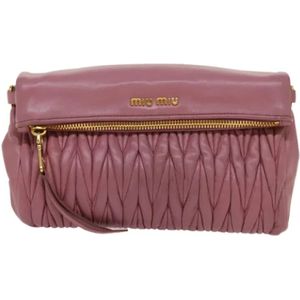 Miu Miu Pre-owned, Pre-owned, Dames, Roze, ONE Size, Leer, Pre-owned Leather clutches