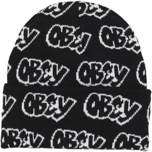 Obey, Goede Tijden Beanie Zwart Multi Streetwear Veelkleurig, Heren, Maat:ONE Size