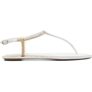 René Caovilla, Schoenen, Dames, Beige, 36 EU, Satijn, Gouden Sandalen met Pastelkleuren