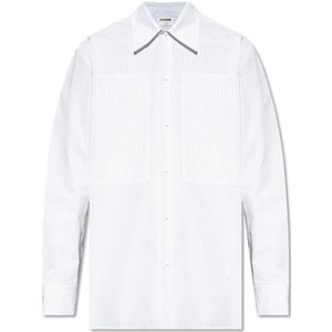 Jil Sander, Gestreept overhemd Wit, Heren, Maat:2XL