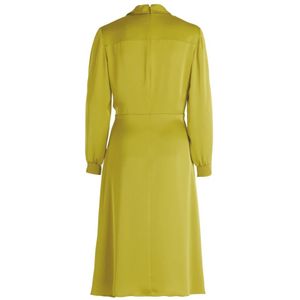 vera mont, Kleedjes, Dames, Groen, S, Satijn, Satin Wrap Cocktailjurk met Kraag