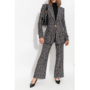 Balmain, Broeken, Dames, Zwart, L, Tweed, Tweed Broek