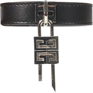 Givenchy, Zwart lamsskin armband met 4G logo Zwart, Dames, Maat:S