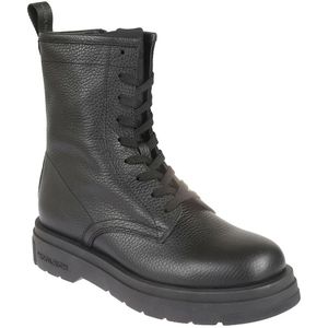 Woolrich, Schoenen, Dames, Zwart, 40 EU, Leer, Zwarte gehamerde leren enkellaars