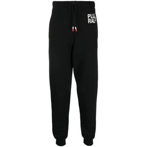 Peuterey, Broeken, Heren, Zwart, L, Katoen, Zwarte Logo-Print Track Pants