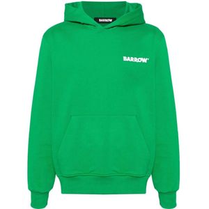 Barrow, Sweatshirts & Hoodies, Heren, Groen, L, Katoen, Logo Print Hoodie Sweater Lange Mouw