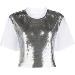 Paco Rabanne, Tops, Dames, Veelkleurig, S, Zilver Wit Haut Top