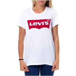 Levi's, Tops, Dames, Wit, XS, Katoen, Grafisch T-shirt - Lente/Zomer Collectie