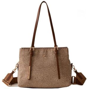 Borbonese, Nylon Shopper in Beige Beige, Dames, Maat:ONE Size