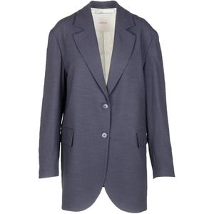 Jucca, Gabardine Blazer met Regelmatige Revers Blauw, Dames, Maat:S