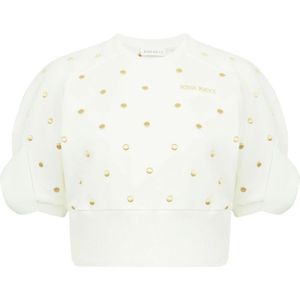 Nina Ricci, Sweatshirts & Hoodies, Dames, Wit, M, Wit Goud Polka Dot Crop Top