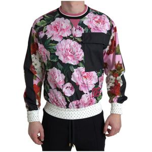 Dolce & Gabbana, Sweatshirts & Hoodies, Heren, Veelkleurig, S, Katoen, Bloemenprint Crewneck Sweater