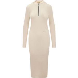 Jil Sander, Geribbelde capuchonjurk Beige, Dames, Maat:S