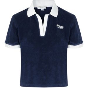 Sporty & Rich, Tops, Dames, Blauw, M, Navy Terry Polo Shirt