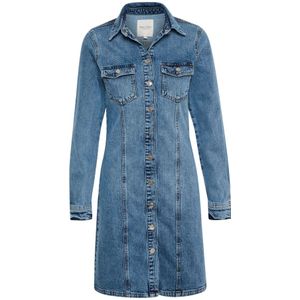 Part Two, Stijlvolle Denim Jurk met Lange Mouwen en Knoopsluiting Blauw, Dames, Maat:M