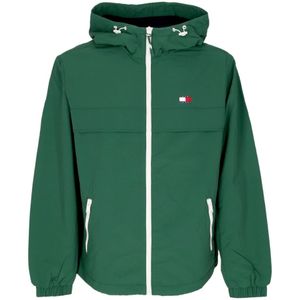 Tommy Hilfiger, Jassen, Heren, Groen, S, Nylon, Groene Windbreaker met Rits