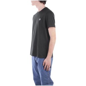 Fred Perry, Tops, Heren, Groen, M, Katoen, Groene Logo Front T-shirt