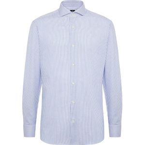 Boggi Milano, Overhemden, Heren, Blauw, 4Xl, Gestreept Dobby Napoli Kraag Overhemd Slim Fit