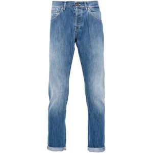 Dondup, Blauwe Skinny Jeans met Logo Print Blauw, Heren, Maat:W31