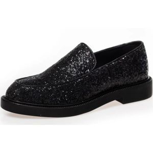 Copenhagen Shoes, Schoenen, Dames, Zwart, 40 EU, Leer, Glitter Loafers met Zachte Latex Binnenzolen