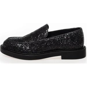 Copenhagen Shoes, Glitter Loafers met Zachte Latex Binnenzolen Zwart, Dames, Maat:41 EU