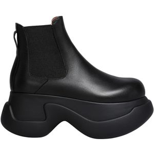 Marni, Chelsea boots van glad leer met rubberen zool Zwart, Dames, Maat:39 1/2 EU