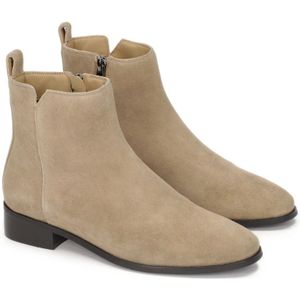 Kazar, Schoenen, Dames, Beige, 38 EU, Suède, Suède platte laarzen met lage hak