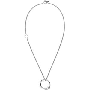 Jil Sander, Accessoires, Dames, Grijs, ONE Size, Italiaanse Handgemaakte Zilverkleurige Messing Ketting met Dubbele Hanger Ring