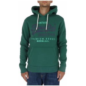 Superdry, Sweatshirts & Hoodies, Heren, Groen, S, Katoen, Groene Print Sweatshirt voor Heren