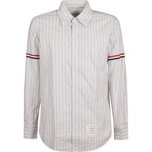 Thom Browne, Klassieke Witte Overhemd Grijs, Heren, Maat:S