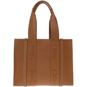 Chloé, Tassen, Dames, Bruin, ONE Size, Leer, ‘Woody Medium’ shopper tas