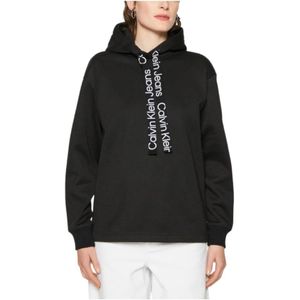 Calvin Klein, Sweatshirts & Hoodies, Dames, Zwart, S, Moderne Logo Koord Sweatshirt